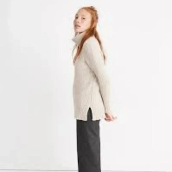 Madewell Merino Wool Ribbed Turtleneck Tunic Sweater  L - Picture 1 of 13